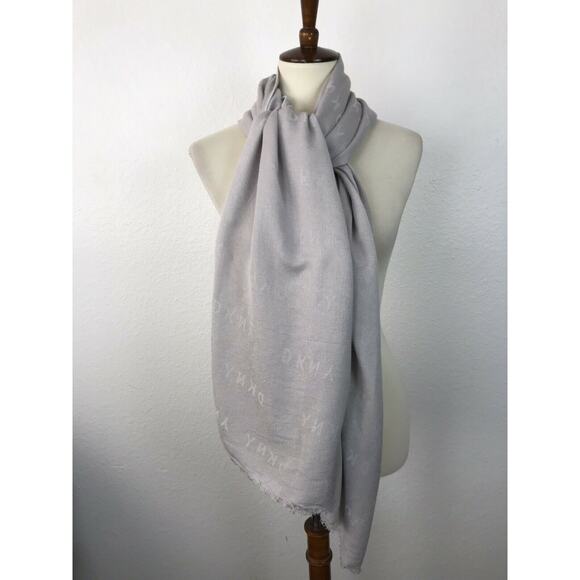 DKNY Logo Raw Trim Rectangular Scarf 28.5 x 77 - Picture 1 of 9